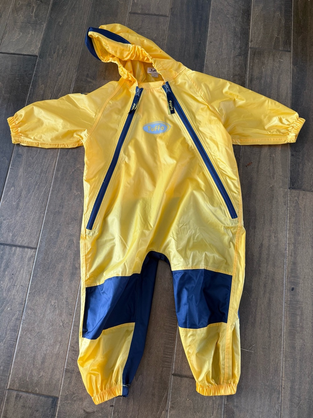 Tuffo Kids Yellow & Navy Waterproof One-Piece Rain Coverall